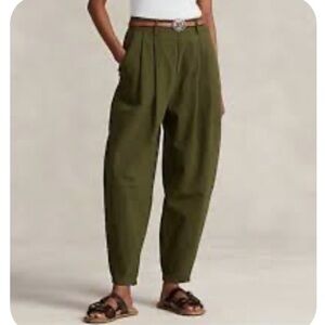 Ralph Lauren Oversized Olive Seersucker Trousers‎